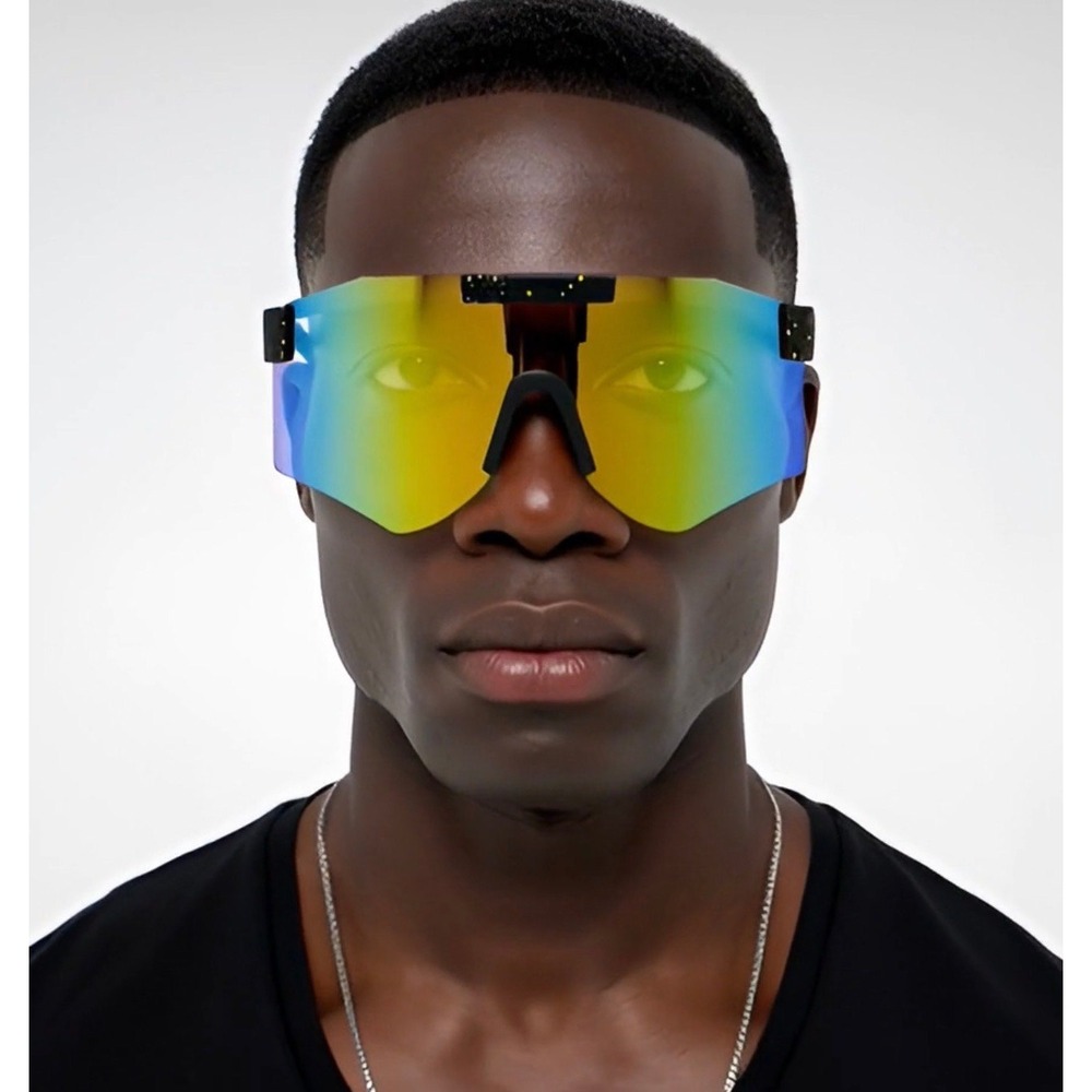 Shield Sunglasses Mirrored Lens Oversized Visor Sport Sunglasses Men Street Wear